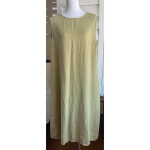 TWO DAYS‎ OFF Shift Tank Dress Womens XL Linen  Sleeveless Lagenlook  Midi Green